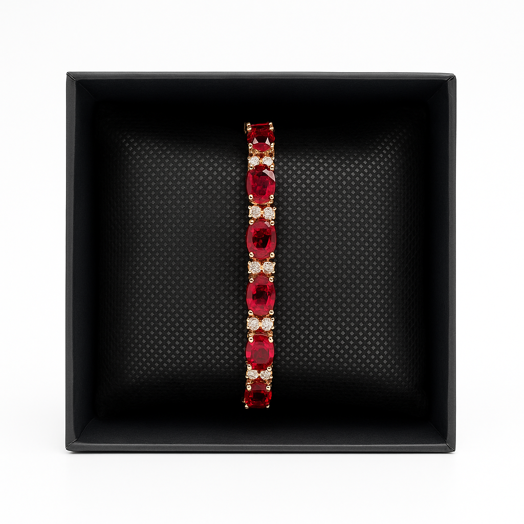 Red and Gold Gem Rhinestone Bracelet