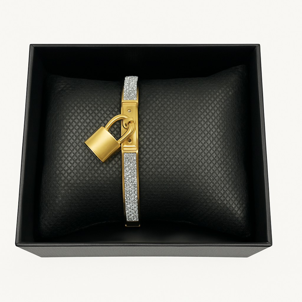 Rhinestone Lock Bracelet