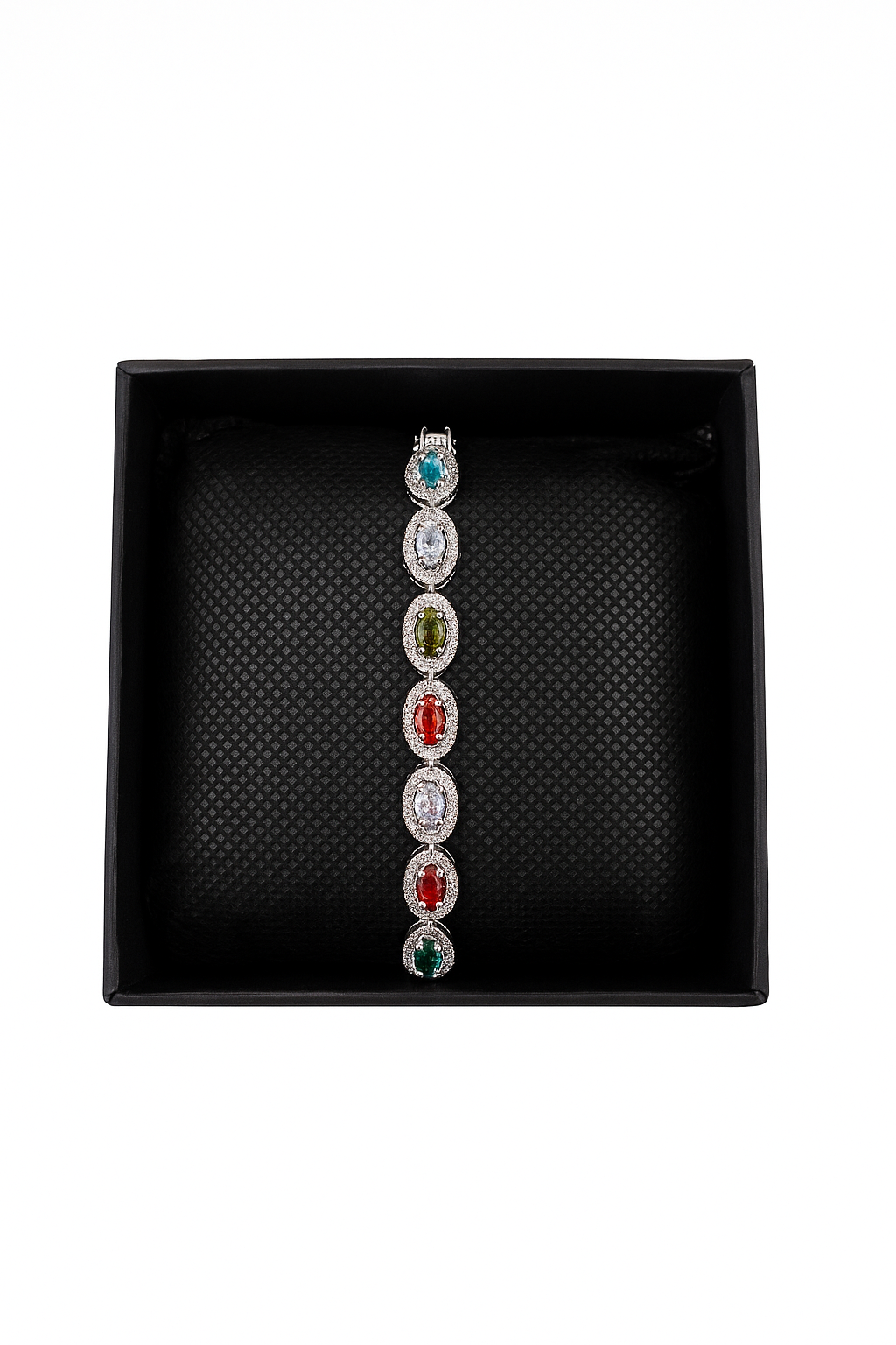 Silver Rhinestone Gem Bracelet